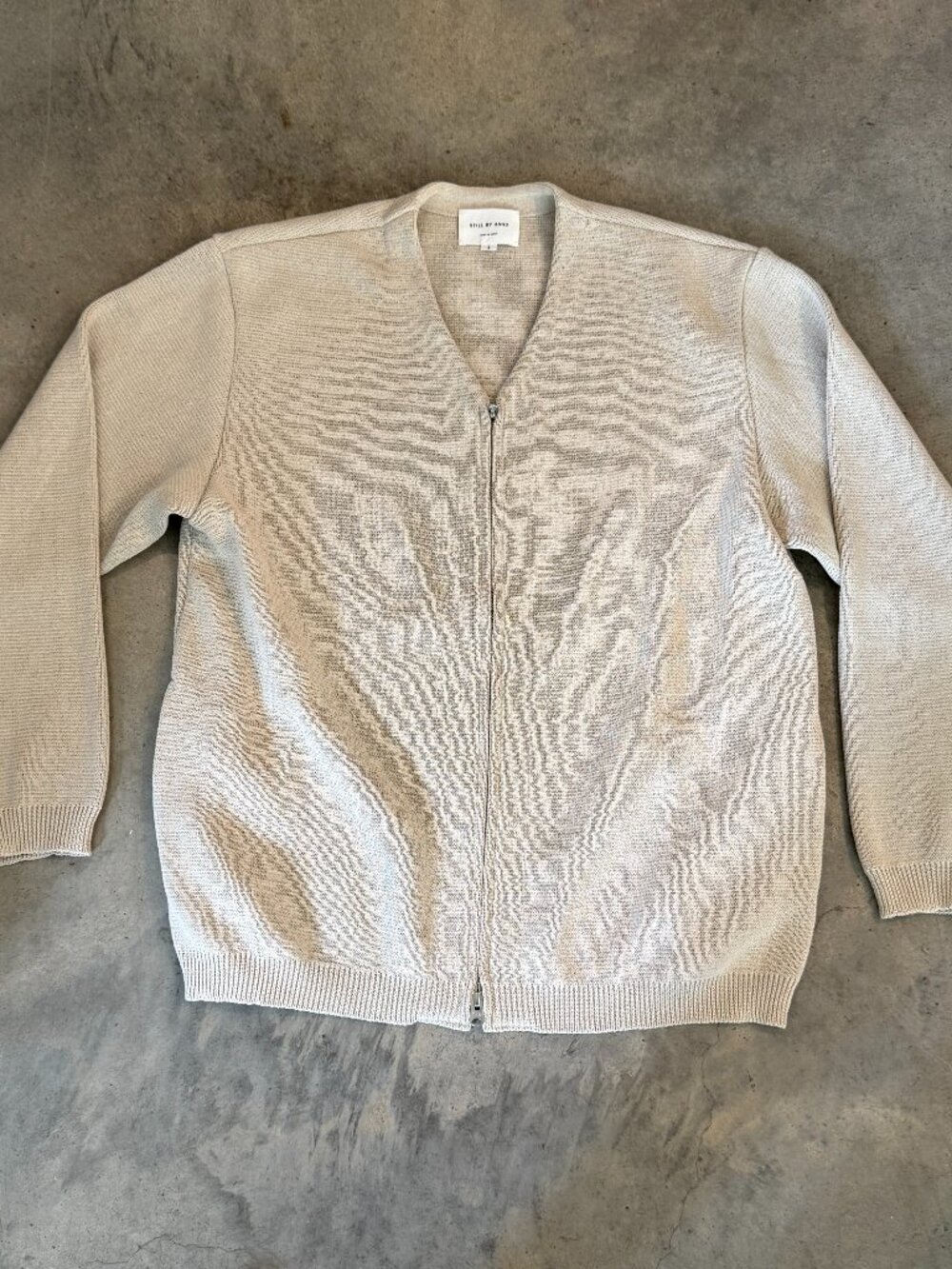 Still By Hand - Paper Mixed Cloth Zip-Up Cardigan - size 3 (L/XL)
